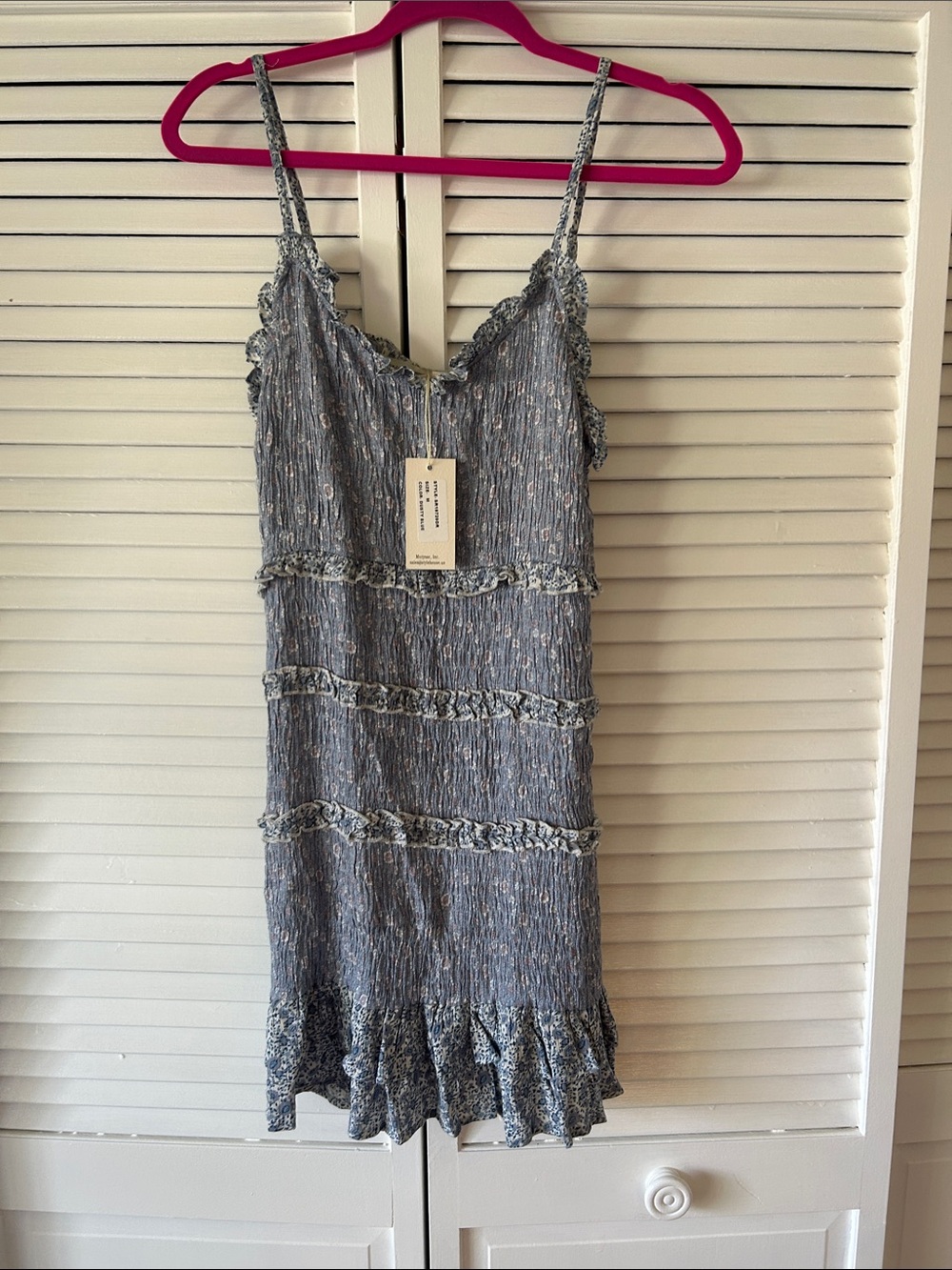 Blue Floral stretchy Ruffled Mini Dress
